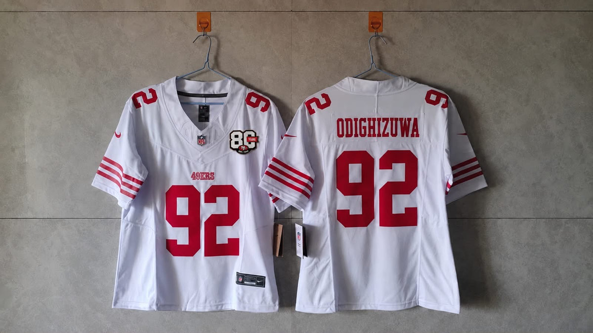 SAN FRANCISCO 49ERS OZA ODIGHIZUWA 80 YEAR ANNIVERSARY WHITE JERSEY