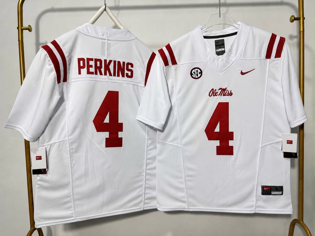 OLE MISS REBELS SUNTARINE PERKINS WHITE JERSEY