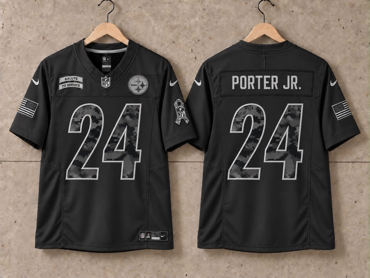 PITTSBURGH STEELERS JOEY PORTER JR BLACK SALUTE TO SERVICE JERSEY