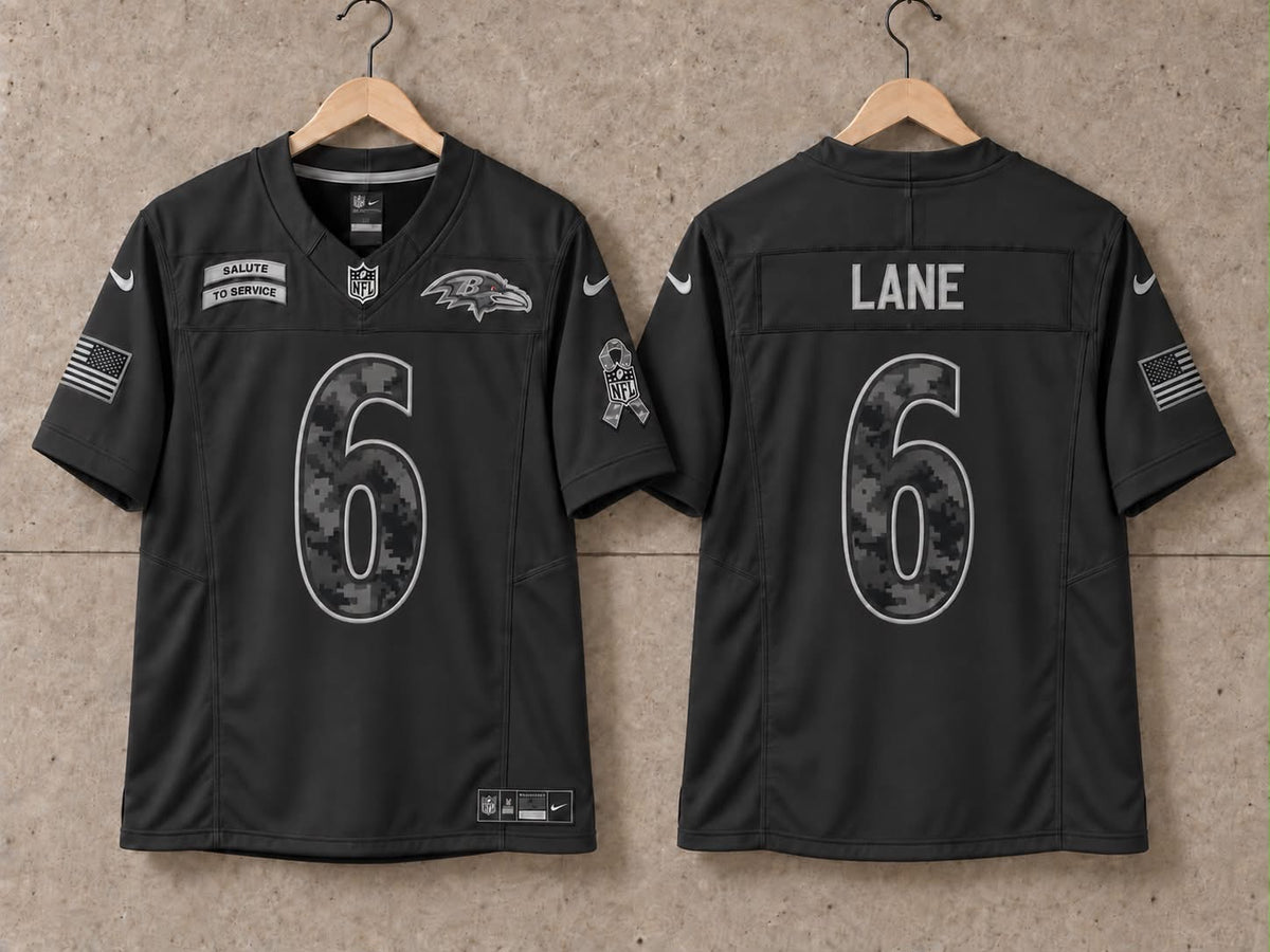BALTIMORE RAVENS JAKOBI LANE BLACK SALUTE TO SERVICE JERSEY