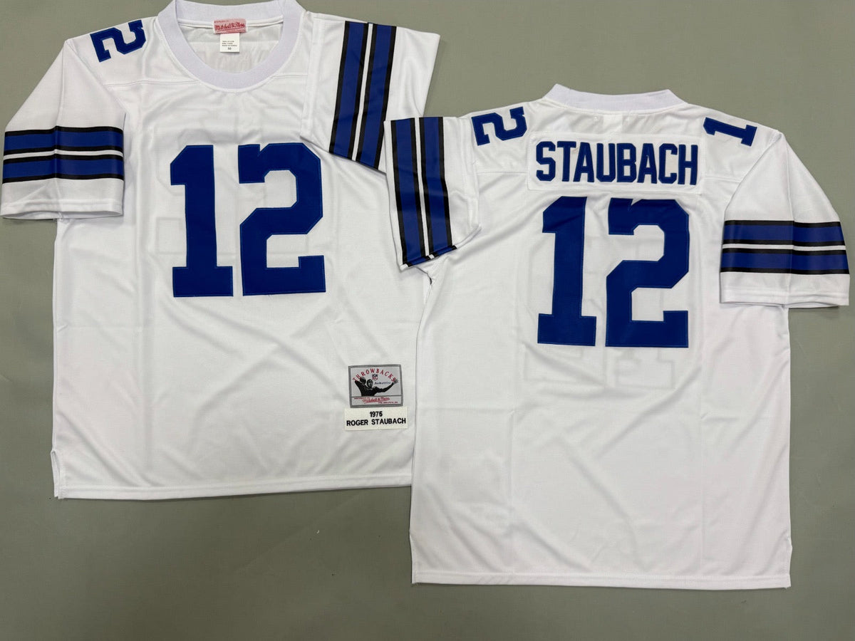 DALLAS COWBOYS RODGER STAUBACH WHITE VINTAGE JERSEY