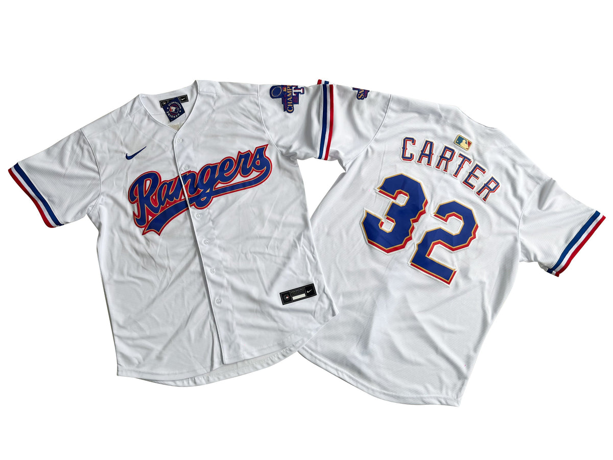 TEXAS RANGERS EVAN CARTER WHITE JERSEY