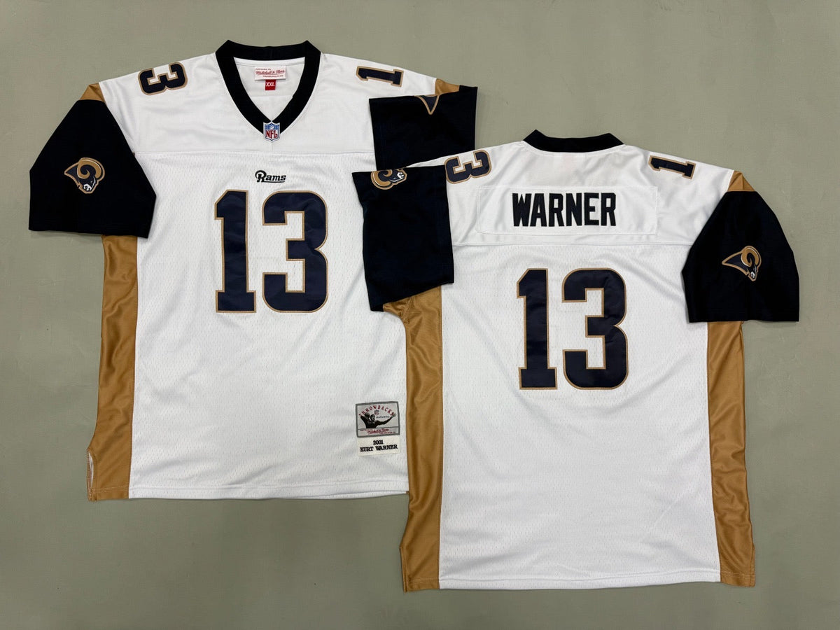 ST. LOUIS RAMS KURT WARNER WHITE VINTAGE JERSEY