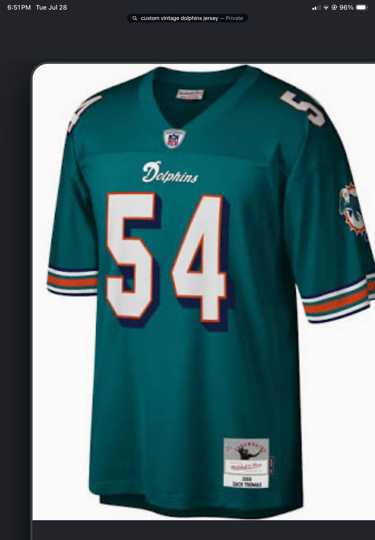 Zach Thomas vintage jersey custom jersey