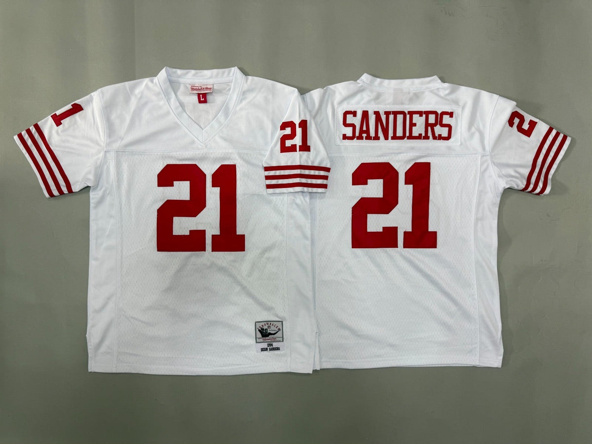 SAN FRANCISCO 49ERS DIEON SANDERS WHITE VINTAGE JERSEY