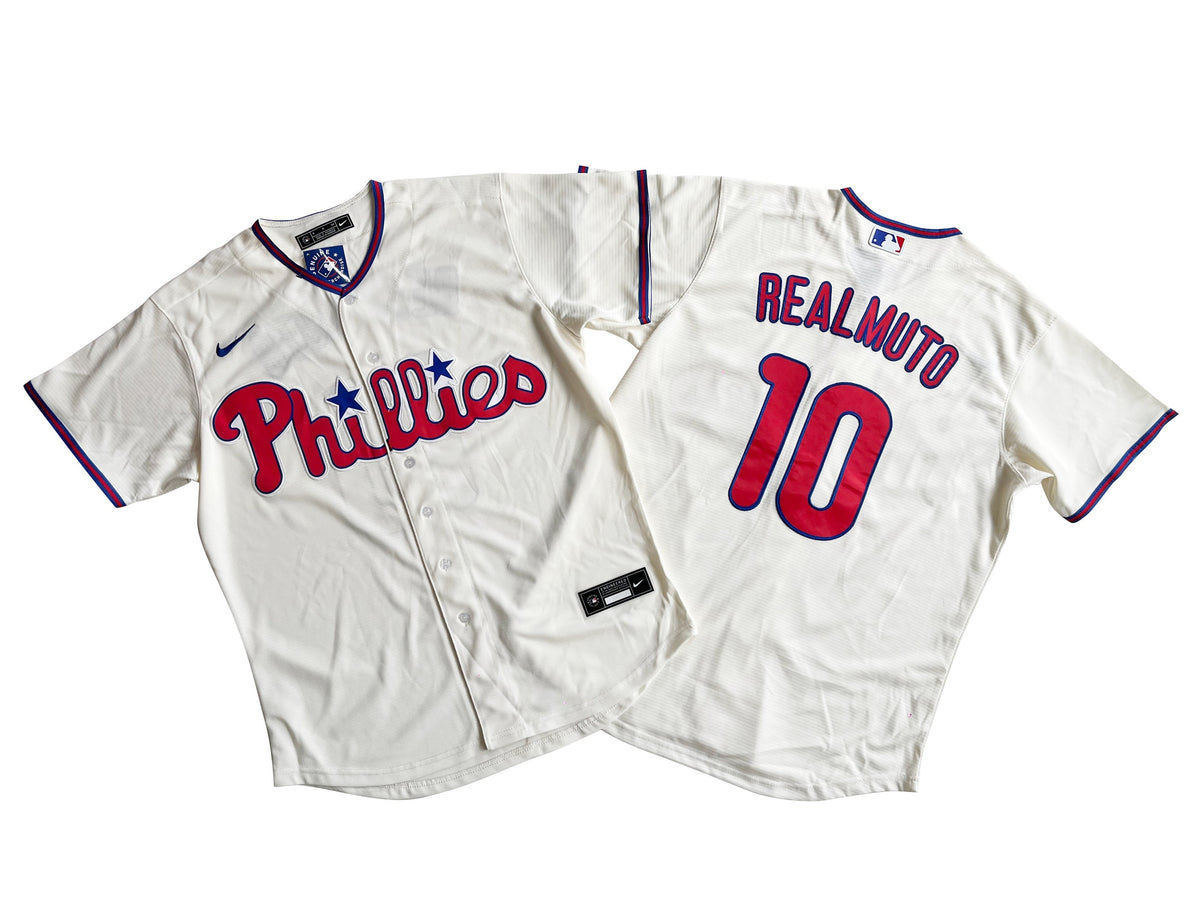 PHILADELPHIA PHILLIES J.T REALMUTO WHITE JERSEY