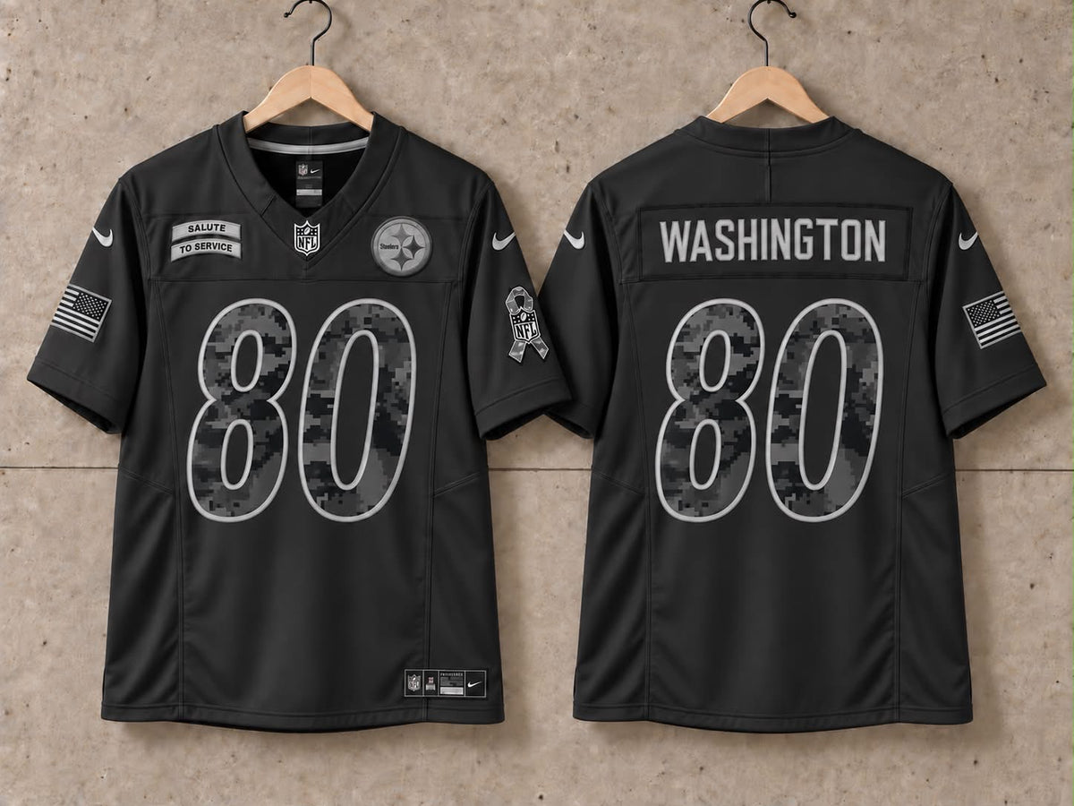 PITTSBURGH STEELERS DARNELL WASHINGTON BLACK SALUTE TO SERVICE JERSEY