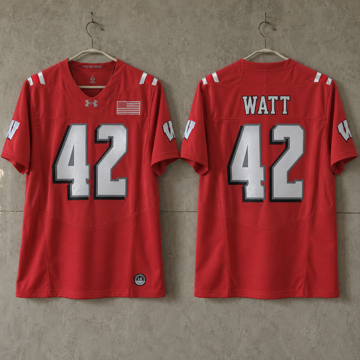 WISCONSIN BADGERS TJ WATT RED JERSEY