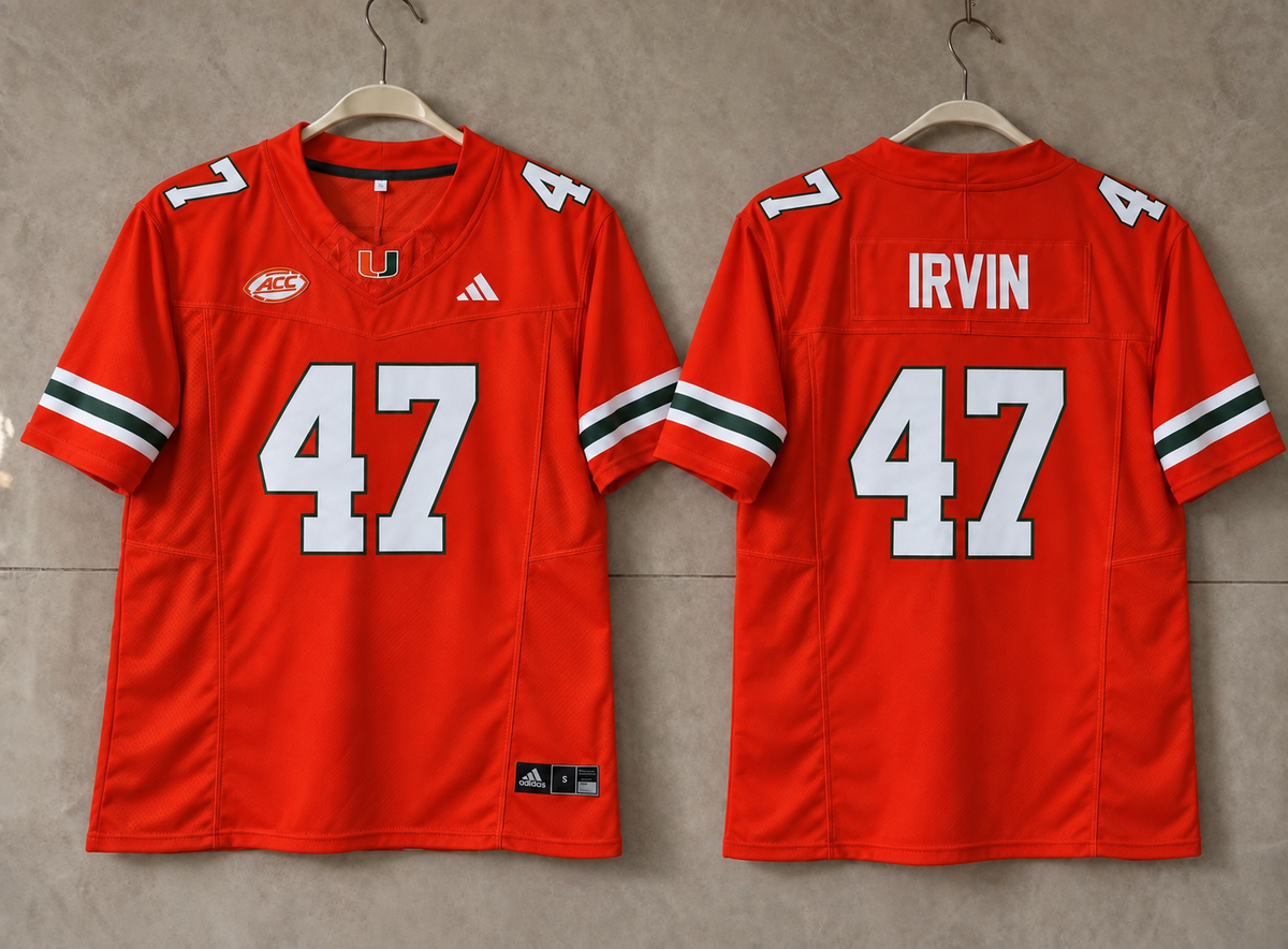 MIAMI HURRICANES MICHAEL IRVIN ORANGE JERSEY