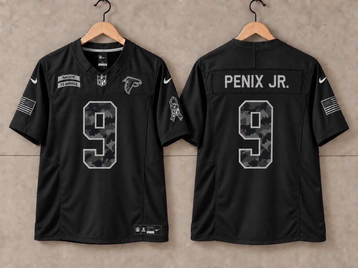 ATLANTA FALCONS MICHAEL PENIX JR BLACK SALUTE TO SERVICE JERSEY