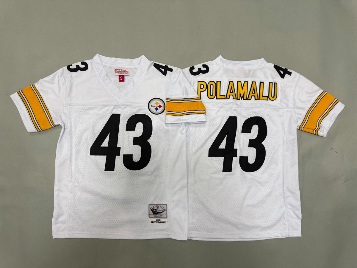 PITTSBURGH STEELERS TROY PALOMALU WHITE VINTAGE JERSEY