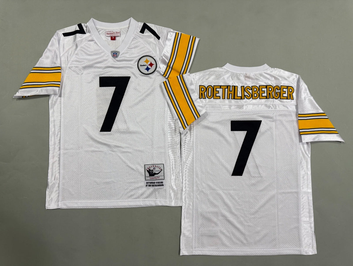 PITTSBURGH STEELERS BEN ROETHLISBERGER WHITE VINTAGE JERSEY