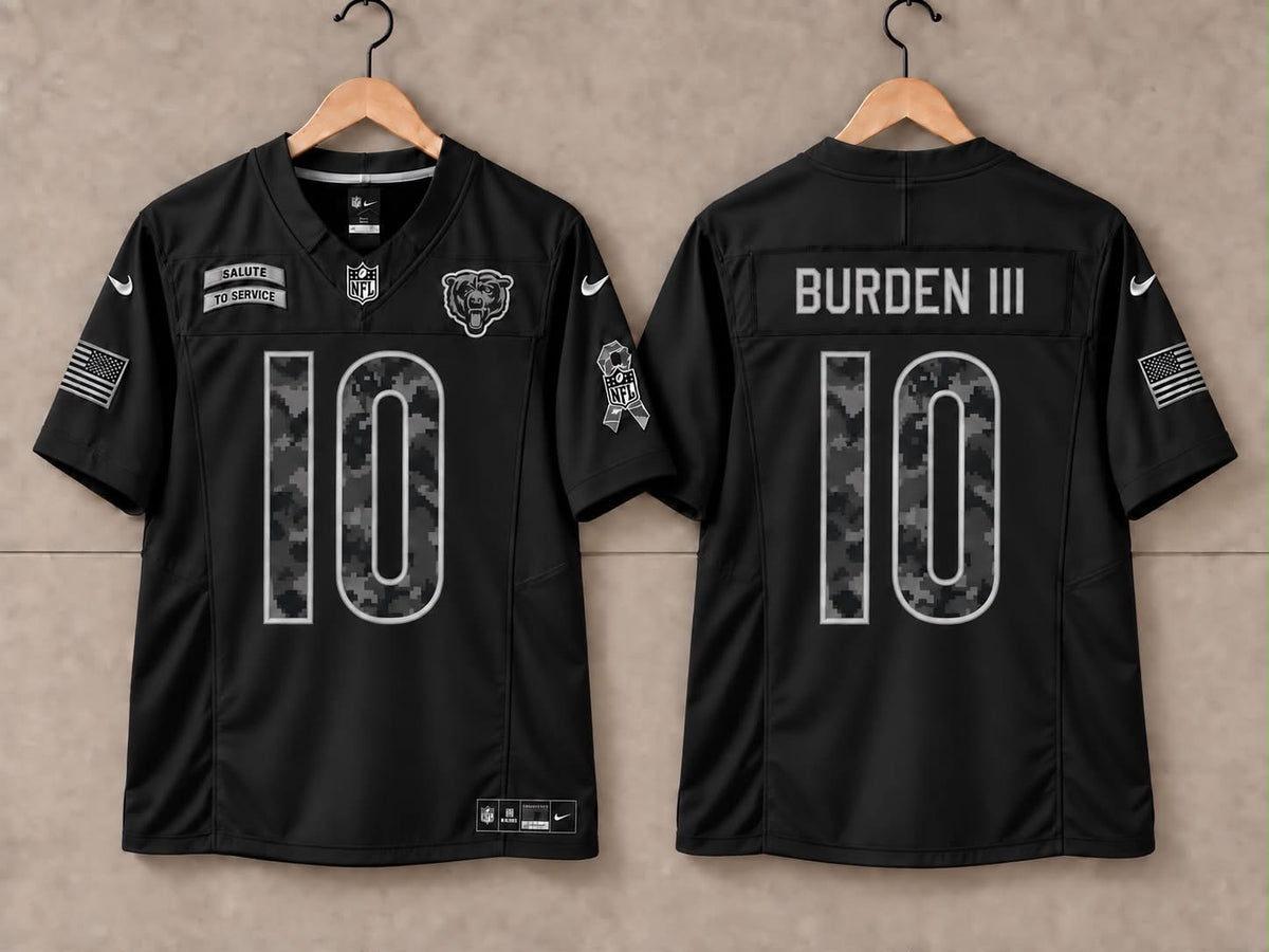 CHICAGO BEARS LUTHER BURDEN III BLACK SALUTE TO SERVICE JERSEY