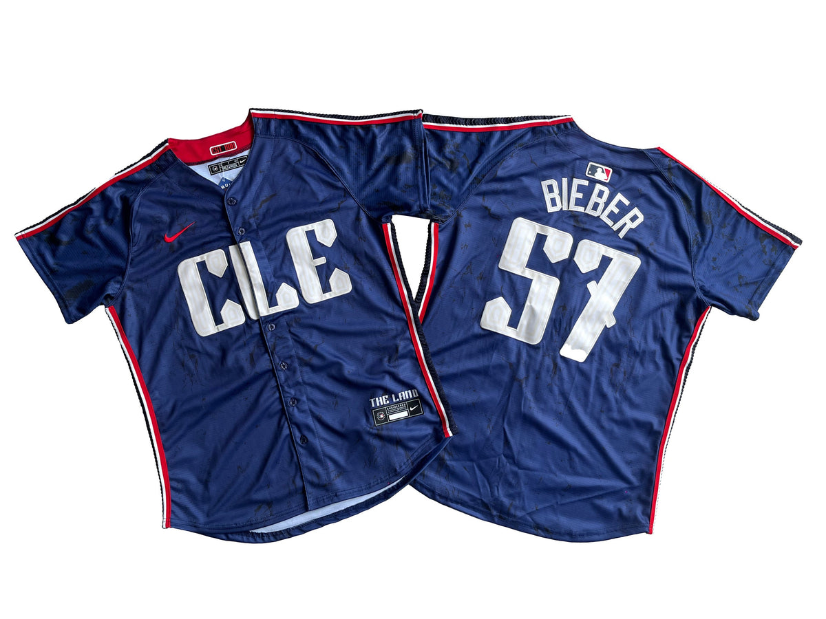 CLEVELAND GUARDIANS SHANE BIEBER BLUE JERSEY