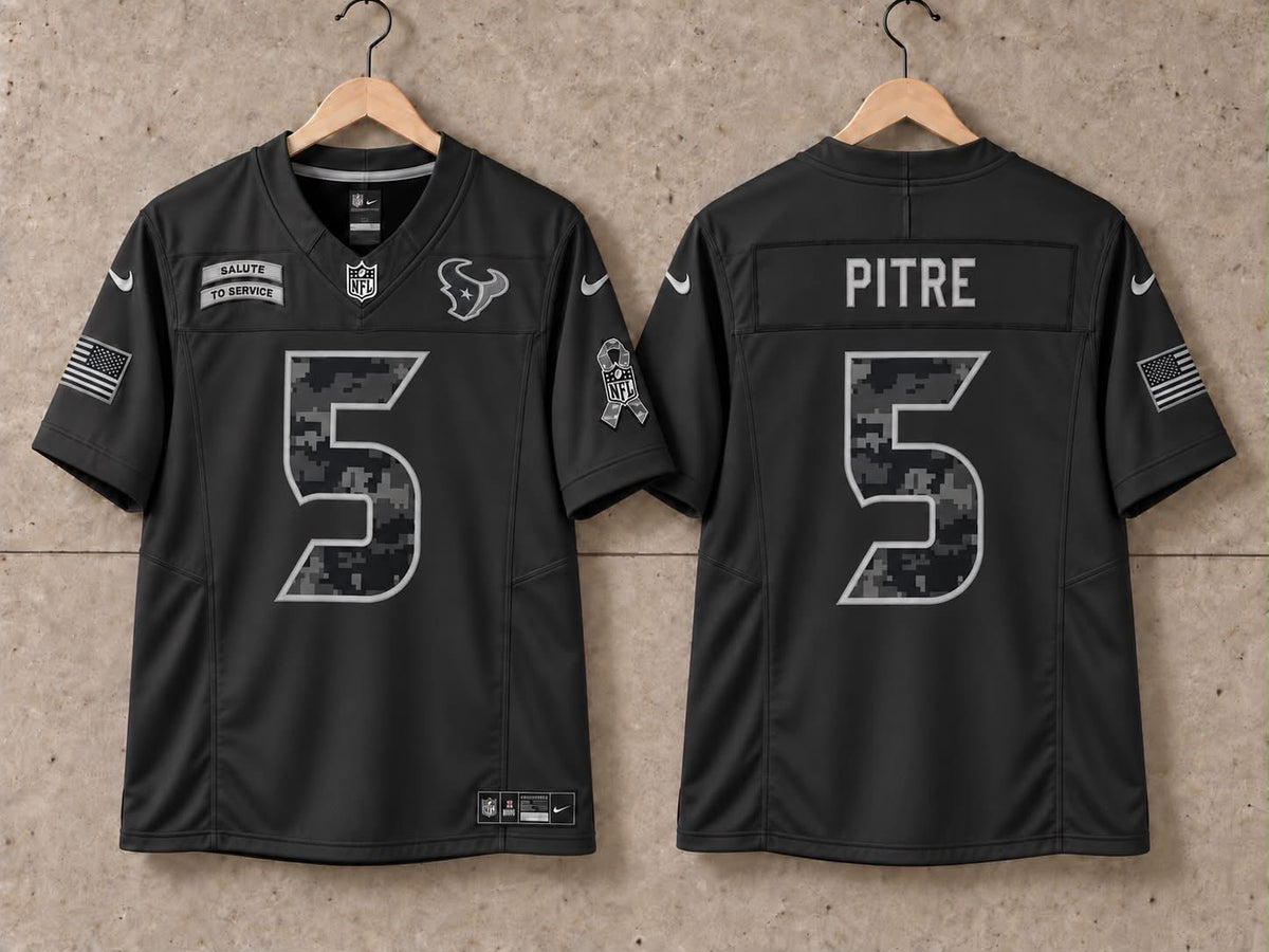 HOUSTON TEXANS JALEN PITRE BLACK SALUTE TO SERVICE JERSEY