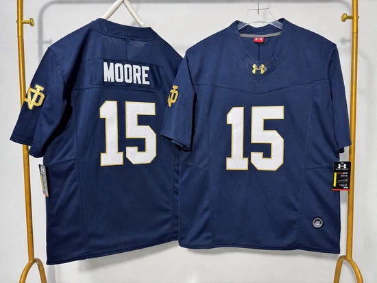 NOTRE DAME FIGHTING IRISH LEONARD MOORE BLUE JERSEY