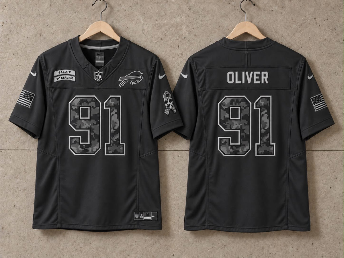 BUFFALO BILLS ED OLIVER BLACK SALUTE TO SERVICE JERSEY