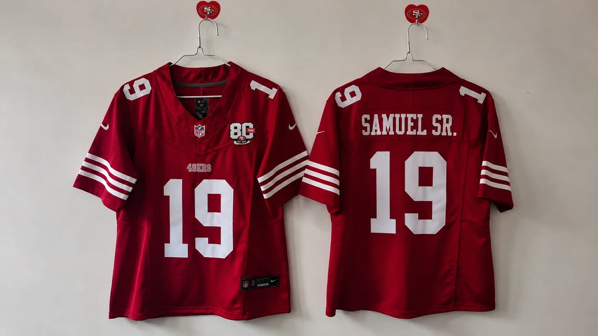 SAN FRANCISCO 49ERS DEEBO SAMUEL 80 YEAR ANNIVERSARY RED JERSEY