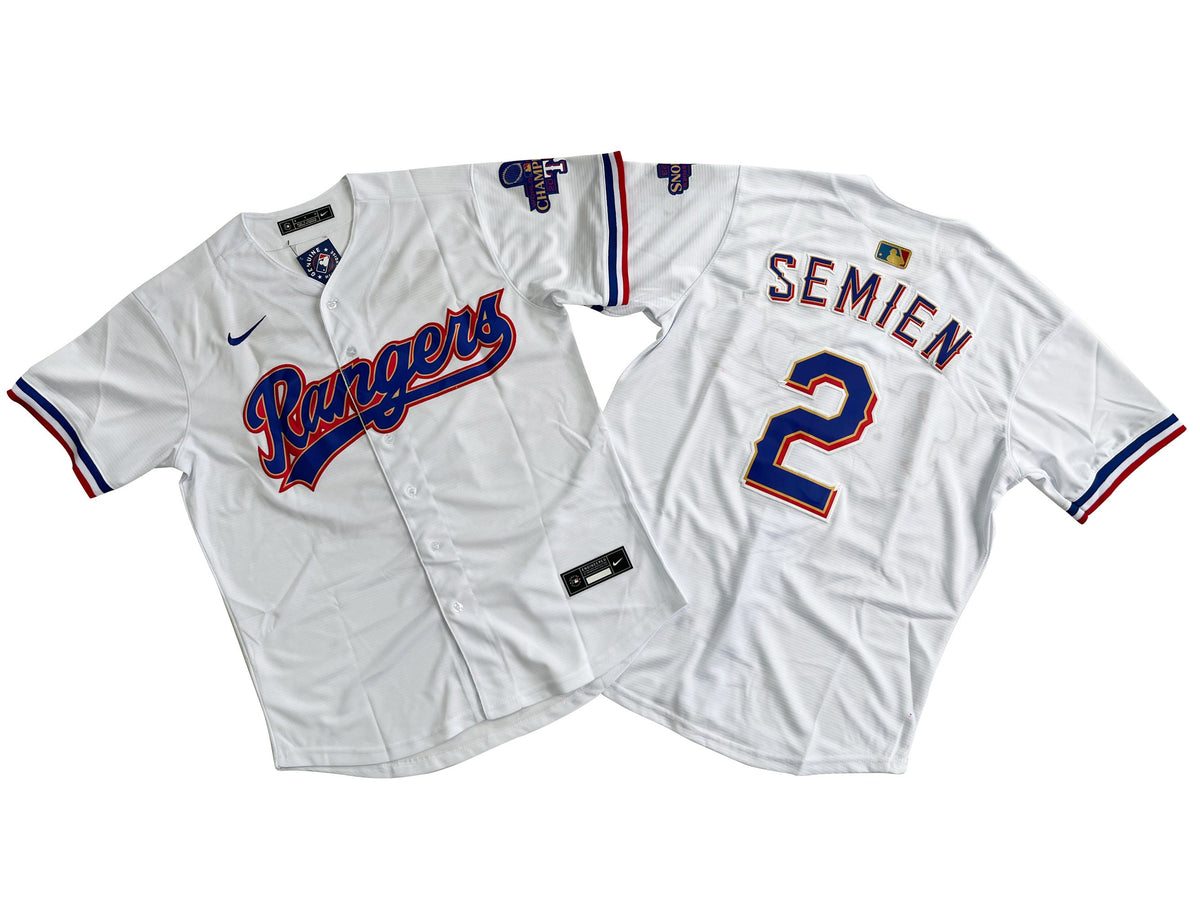 TEXAS RANGERS MARCUS SEMIEN WHITE JERSEY