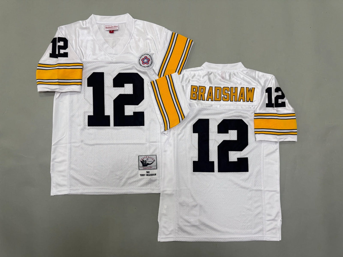 PITTSBURGH STEELERS TERRY BRADSHAW WHITE VINTAGE JERSEY