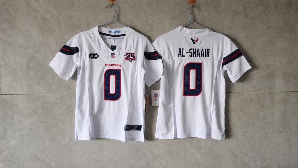 HOUSTON TEXANS AZEEZ AL-SHAAIR WHITE 25 YEAR ANNIVERSARY JERSEY