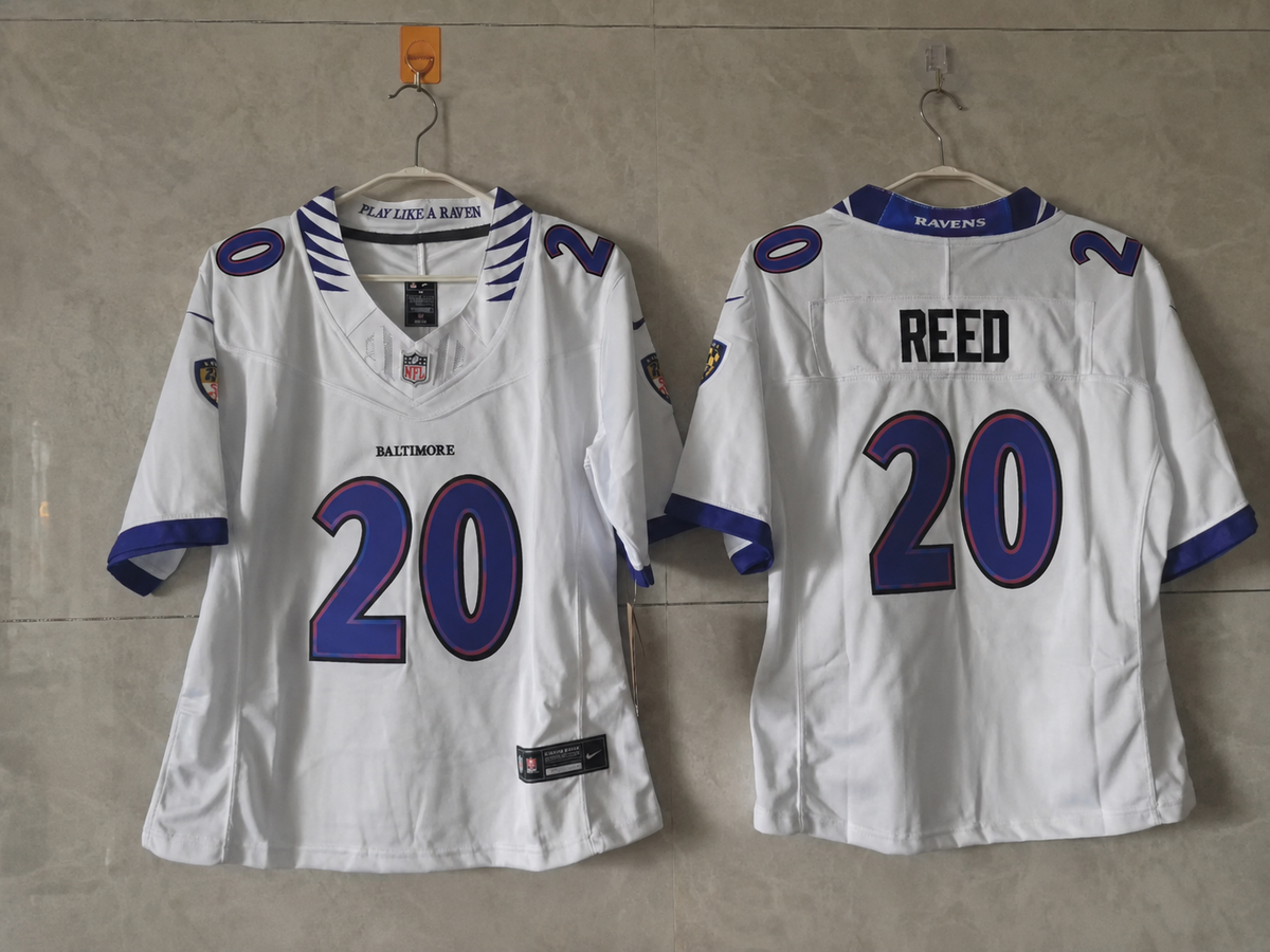 BALTIMORE RAVENS ED REED WHITE JERSEY