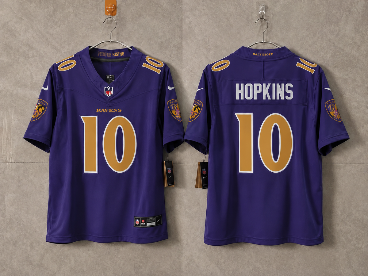 BALTIMORE RAVENS DEANDRE HOPKINS PURPLE/GOLD JERSEY