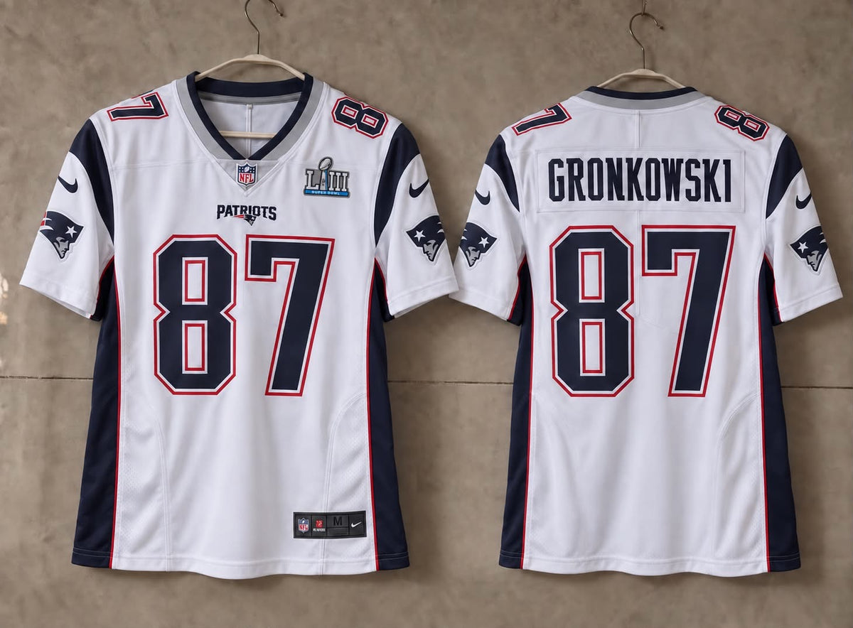 NEW ENGLAND PATRIOTS ROB GRONKOWSKI SUPER BOWL WHITE JERSEY