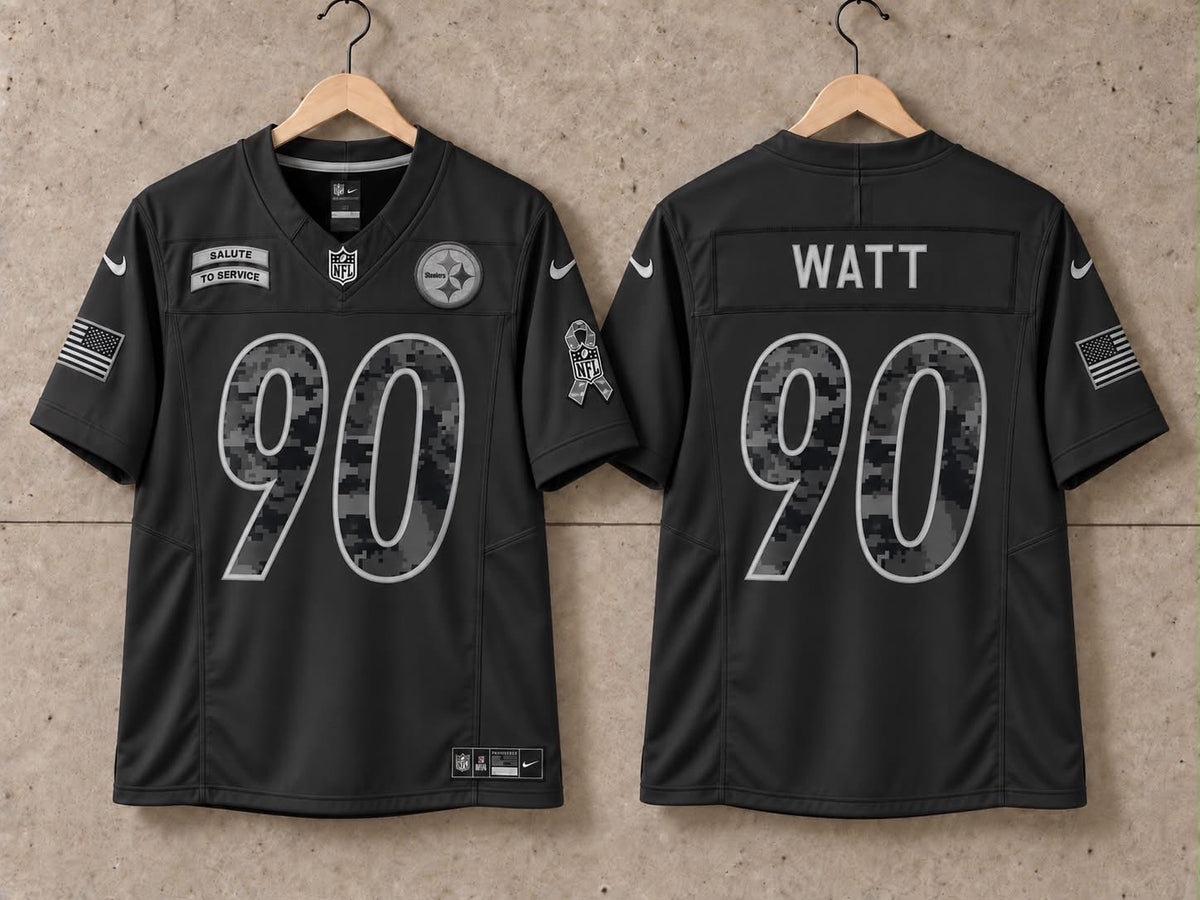 PITTSBURGH STEELERS TJ WATT BLACK SALUTE TO SERVICE JERSEY