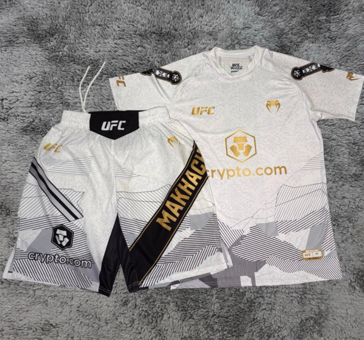Islam Makhachev White Shorts and Shirt Combo