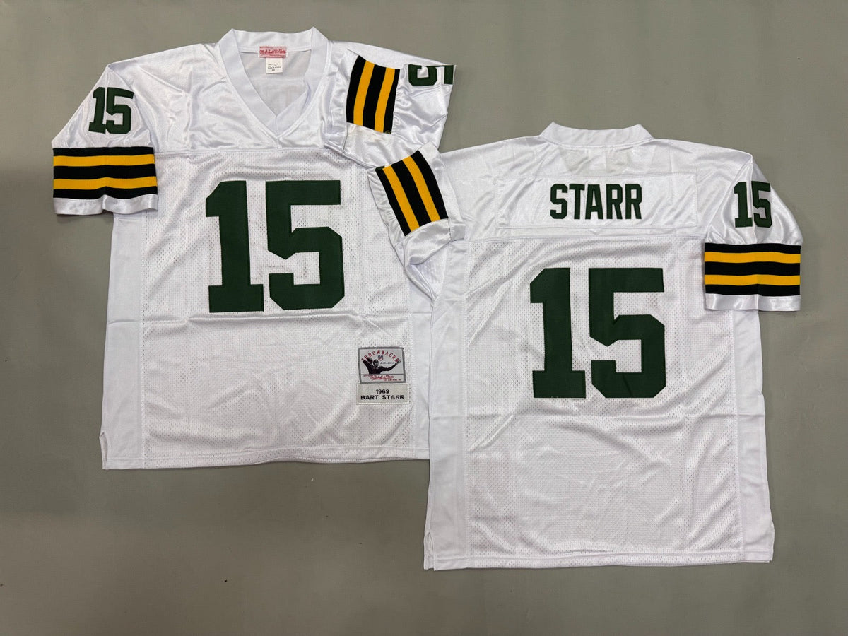 GREEN BAY PACKERS BART STARR WHITE VINTAGE JERSEYS