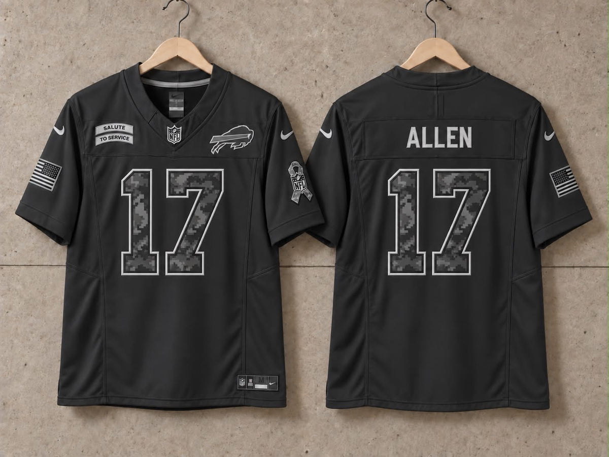 BUFFALO BILLS JOSH ALLEN BLACK SALUTE TO SERVICE JERSEY