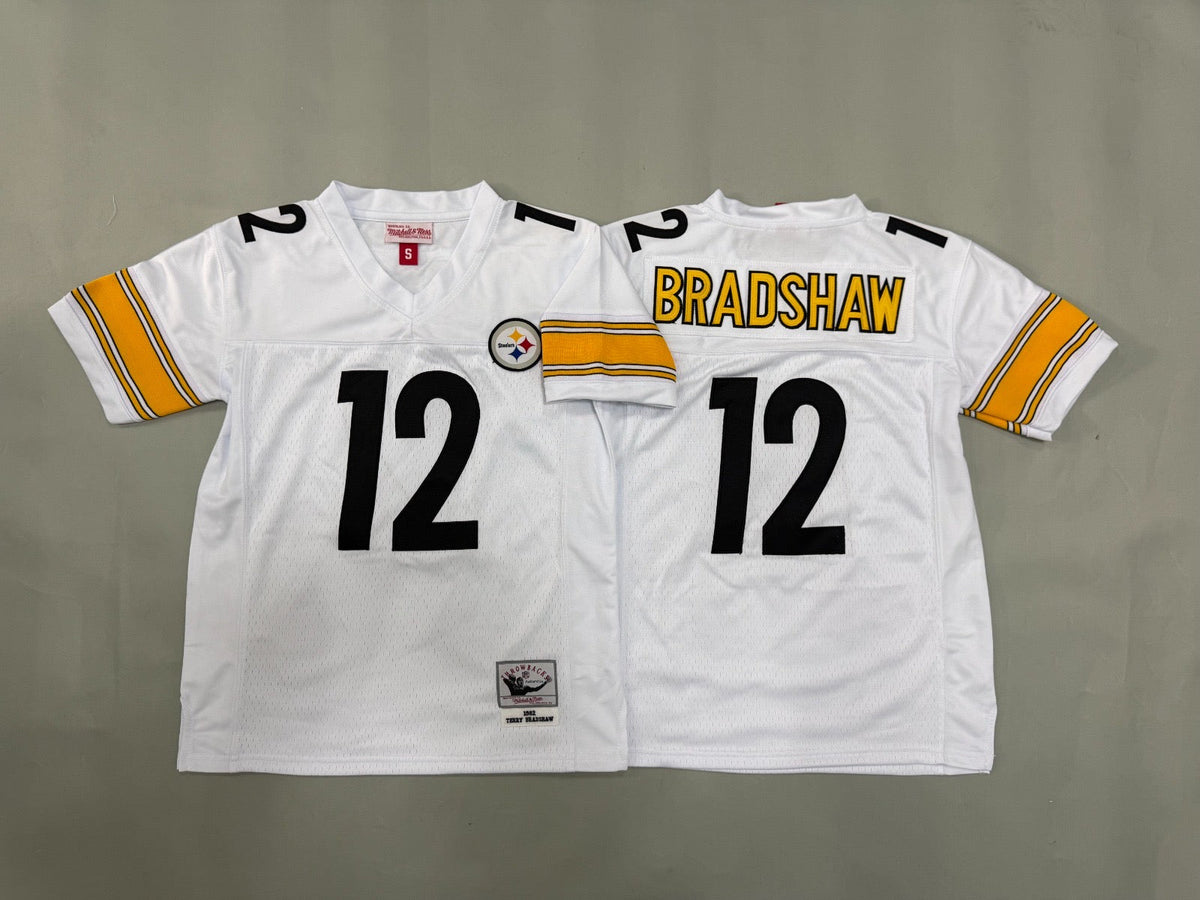 PITTSBURGH STEELERS TERRY BRADSHAW WHITE VINTAGE JERSEY