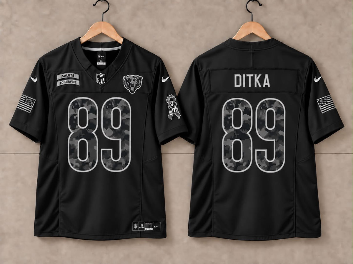 CHICAGO BEARS MIKE DITKA BLACK SALUTE TO SERVICE JERSEY