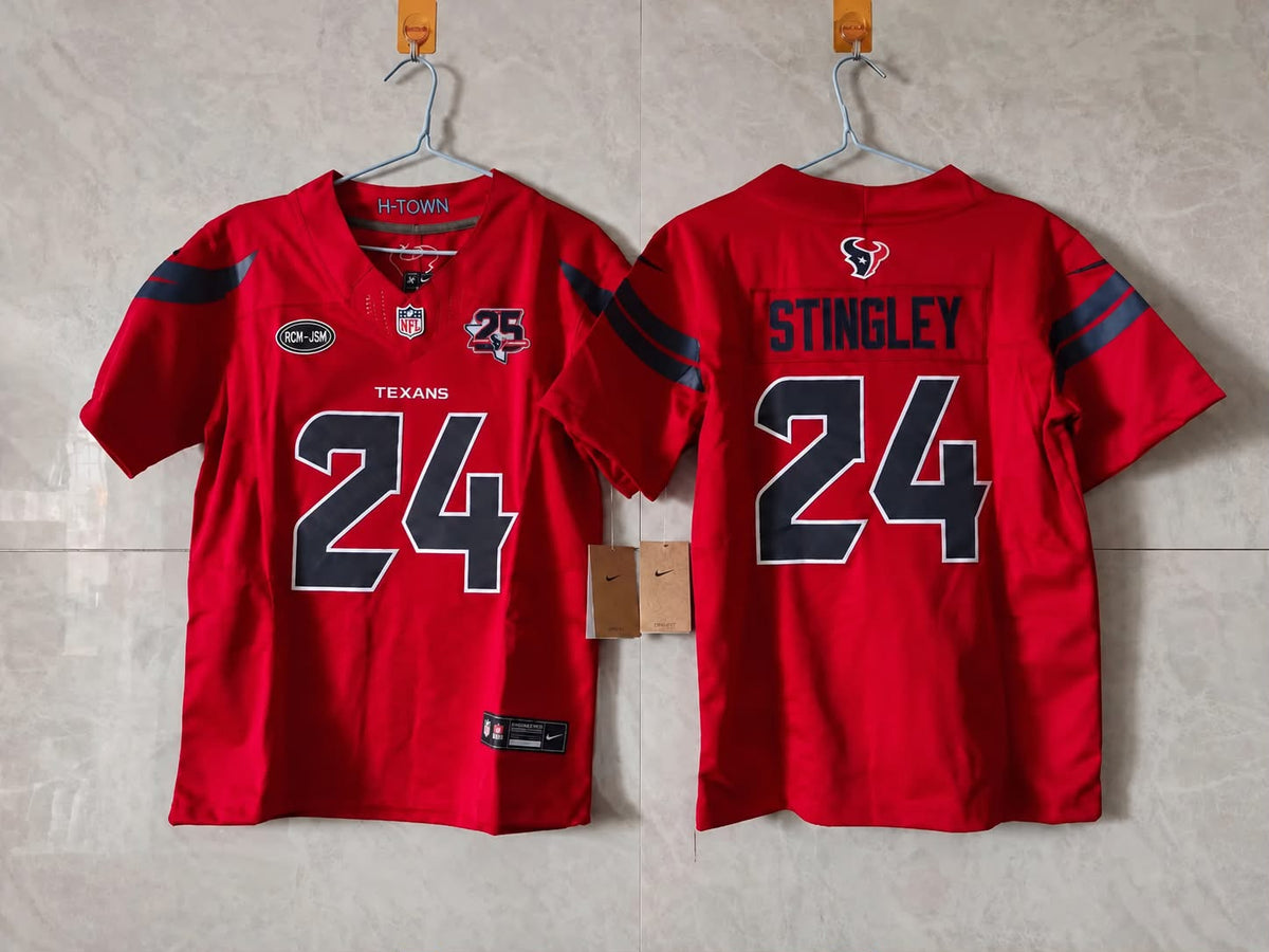 HOUSTON TEXANS DEREK STINGLEY RED 25 YEAR ANNIVERSARY JERSEY