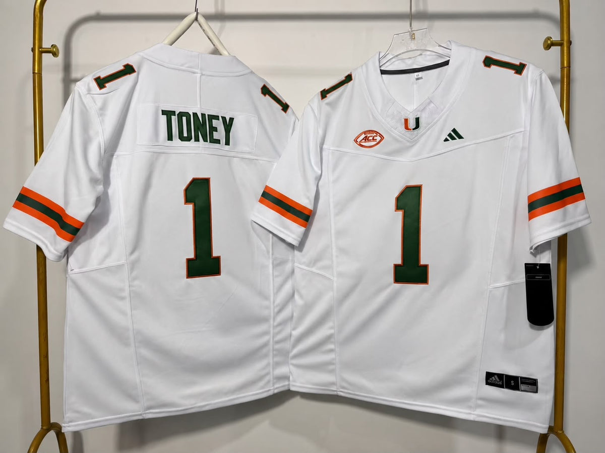 MIAMI HURRICANES MALACHI TONEY WHITE JERSEY
