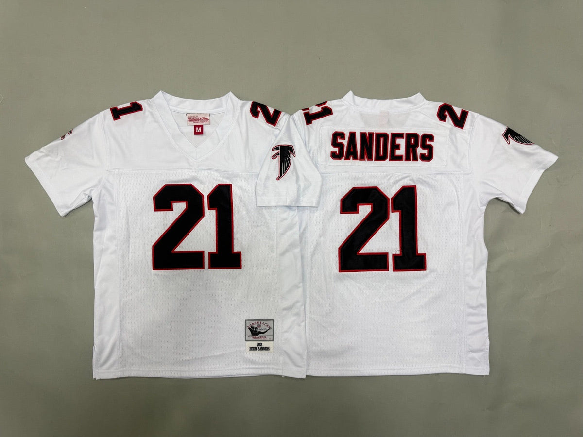 ATLANTA FALCONS DEION SANDERS WHITE VINTAGE JERSEY