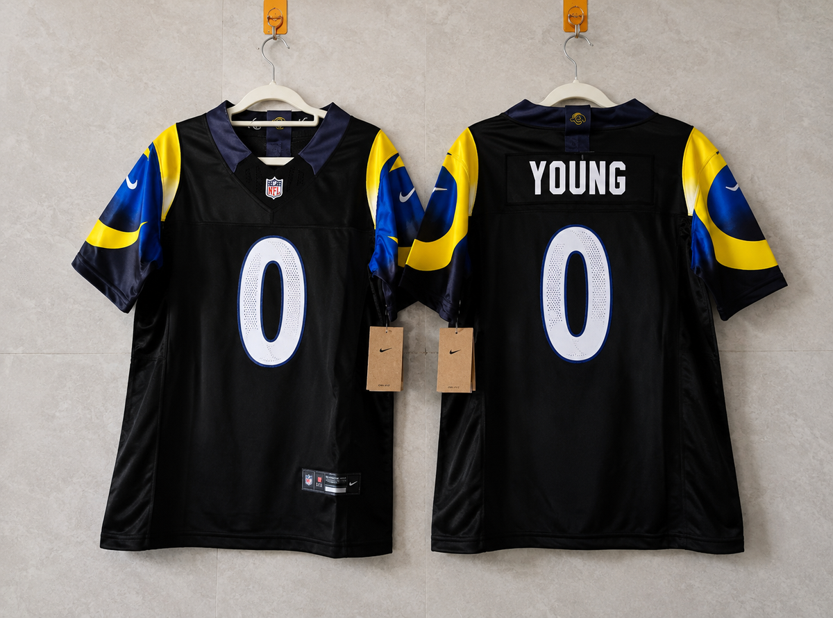 LOS ANGELES RAMS BYRON YOUNG BLACK JERSEY