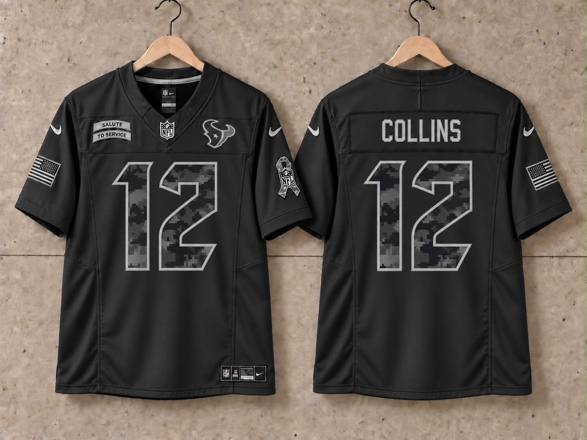 HOUSTON TEXANS NICO COLLINS BLACK SALUTE TO SERVICE JERSEY