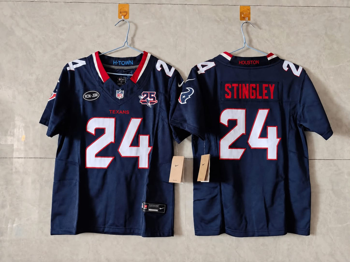 HOUSTON TEXANS DEREK STINGLEY BLUE 25 YEAR ANNIVERSARY JERSEY