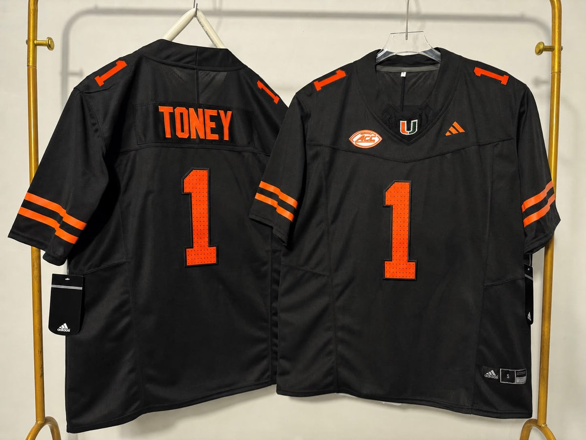 MIAMI HURRICANES MALACHI TONEY BLACK JERSEY