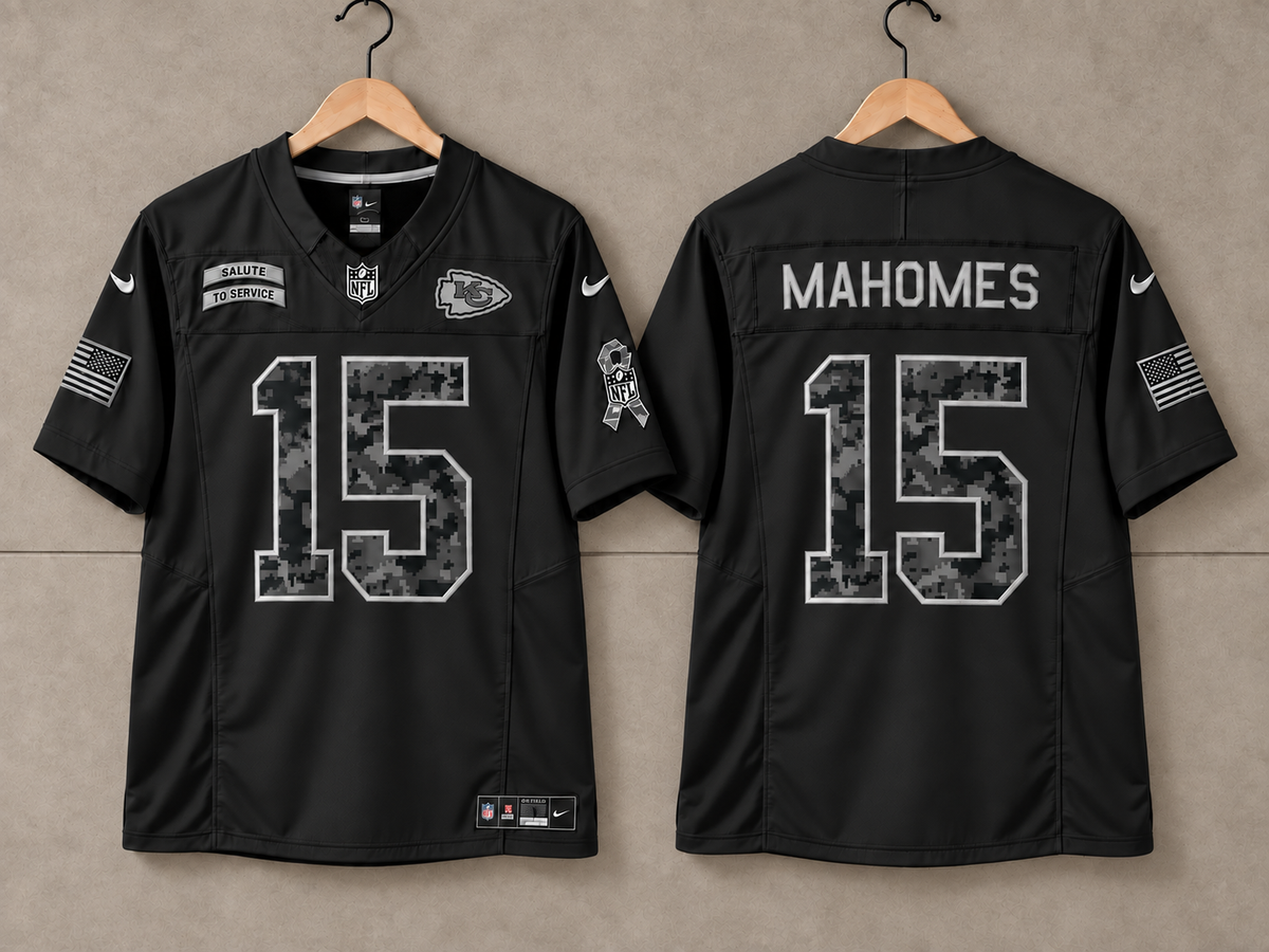 KANSAS CITY CHIEFS PATRICK MAHOMES BLACK SALUTE TO SERVICE JERSEY