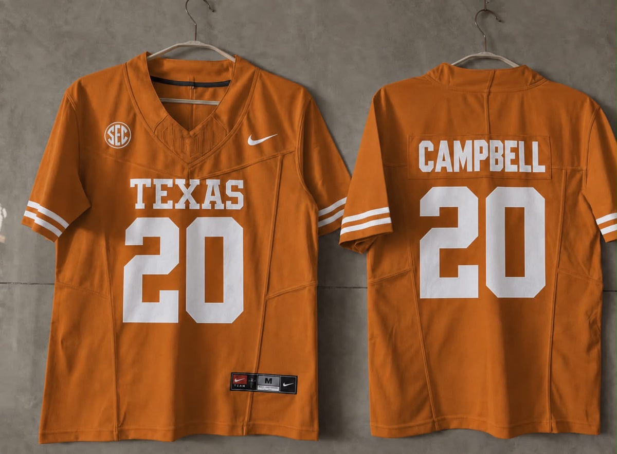 TEXAS LONGHORNS EARL CAMPBELL ORANGE JERSEY