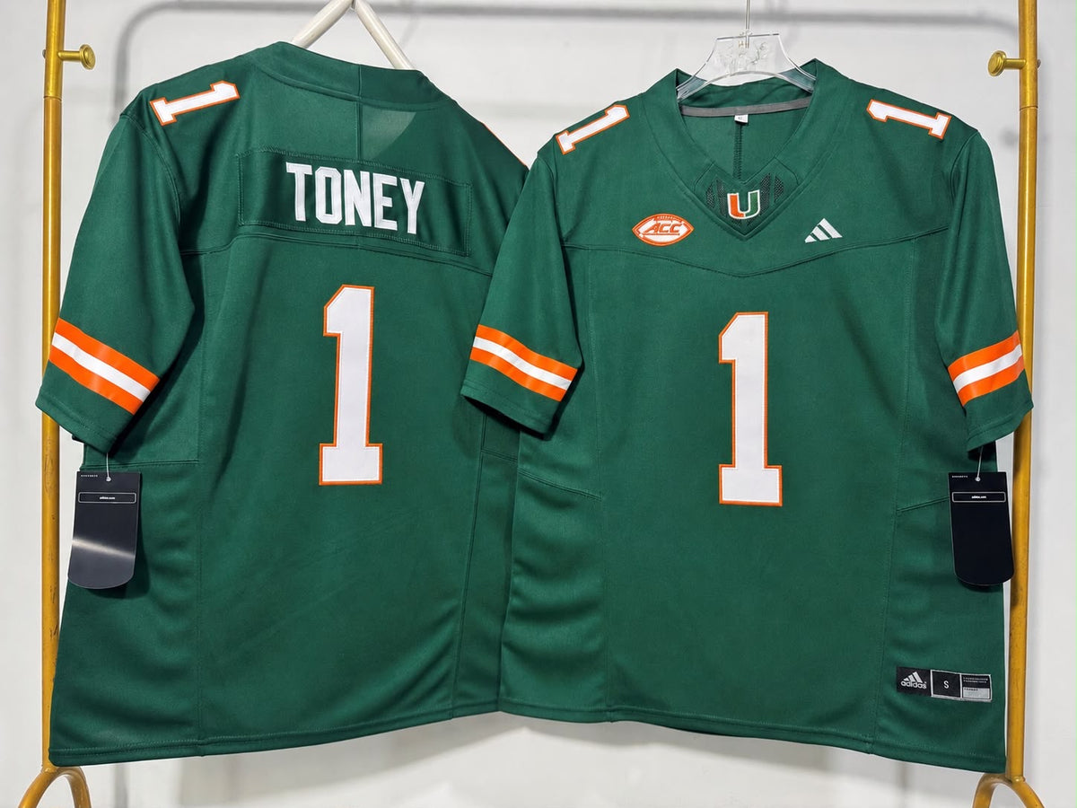 MIAMI HURRICANES MALACHI TONEY GREEN JERSEY