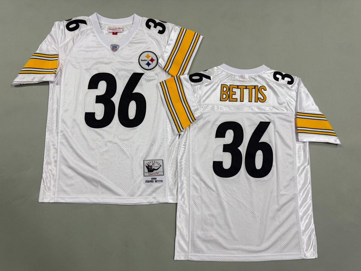 PITTSBURGH STEELERS JEROME BETTIS WHITE VINTAGE JERSEY