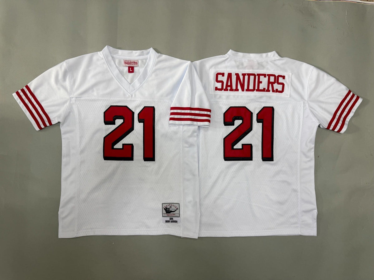 SAN FRANCISCO 49ERS DEION SANDERS WHITE VINTAGE JERSEY