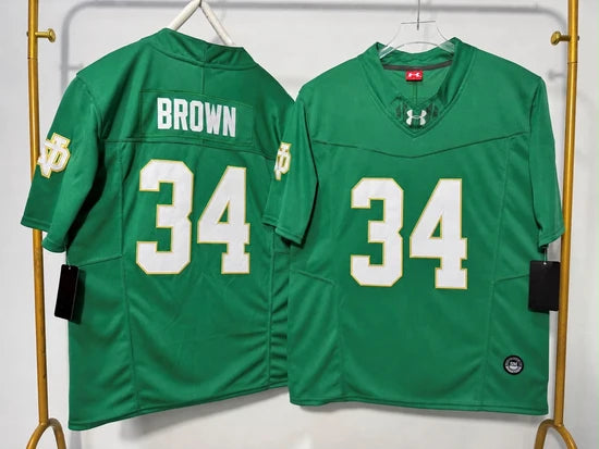NOTRE DAME FIGHTING IRISH DRAYK BROWN GREEN JERSEY