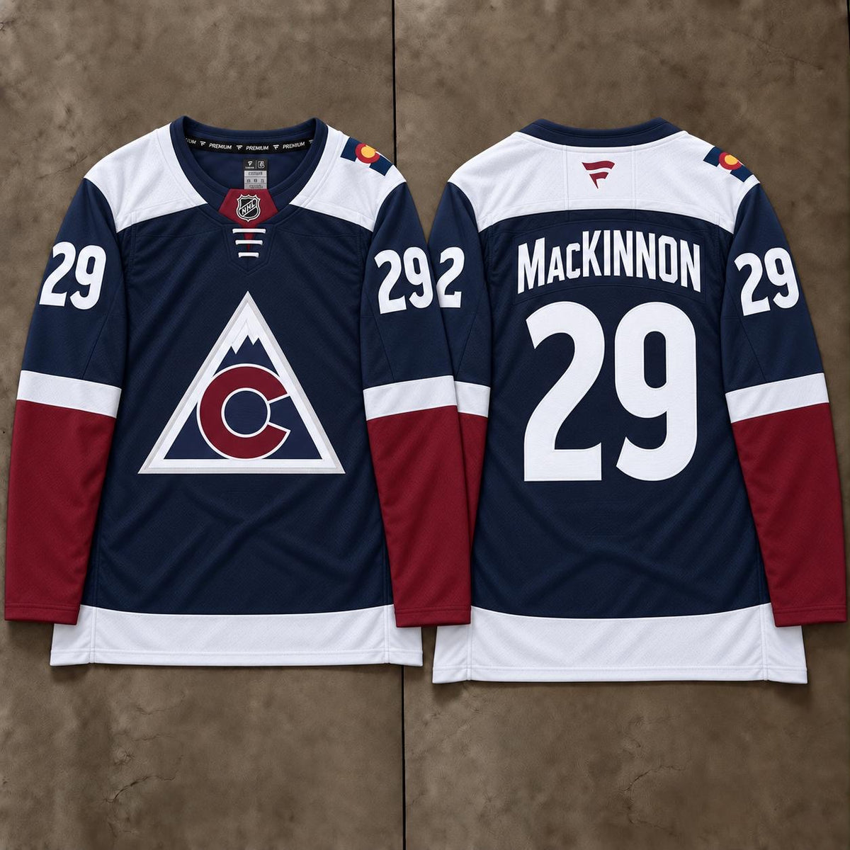 COLORADO AVALANCHE NATHAN MACKINNON BLUE JERSEY