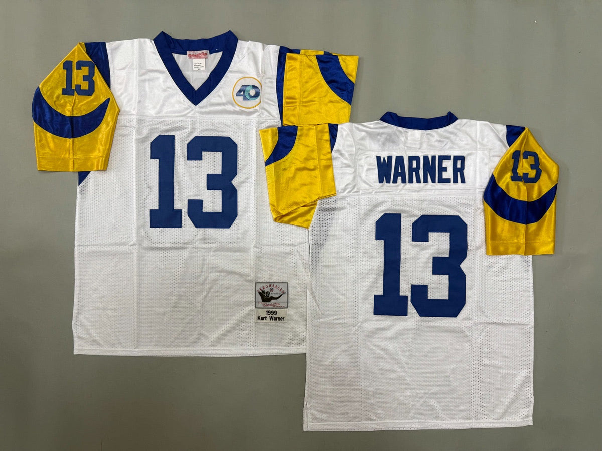 ST. LOUIS RAMS KURT WARNER WHITE VINTAGE JERSEY