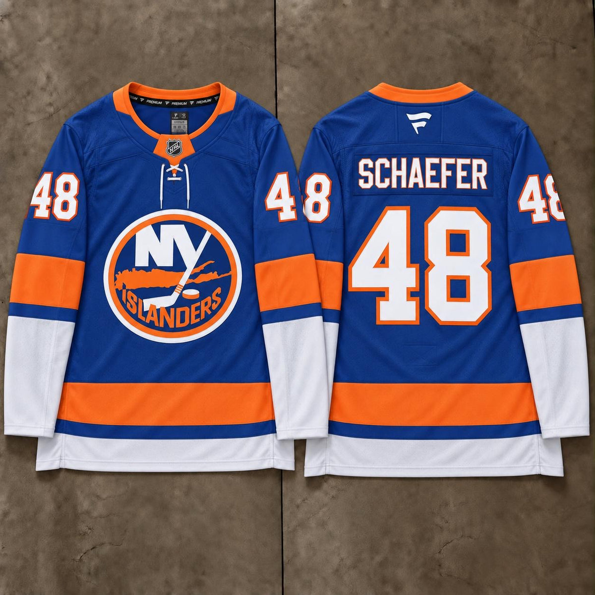NY ISLANDERS MATTHEW SCHAEFERS BLUE JERSEY